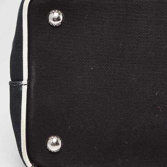 Prada Black/Blue/Beige Canapa Canvas/Leather/Snakeskin Small Tote Bag BG439 - Picture 5 of 12